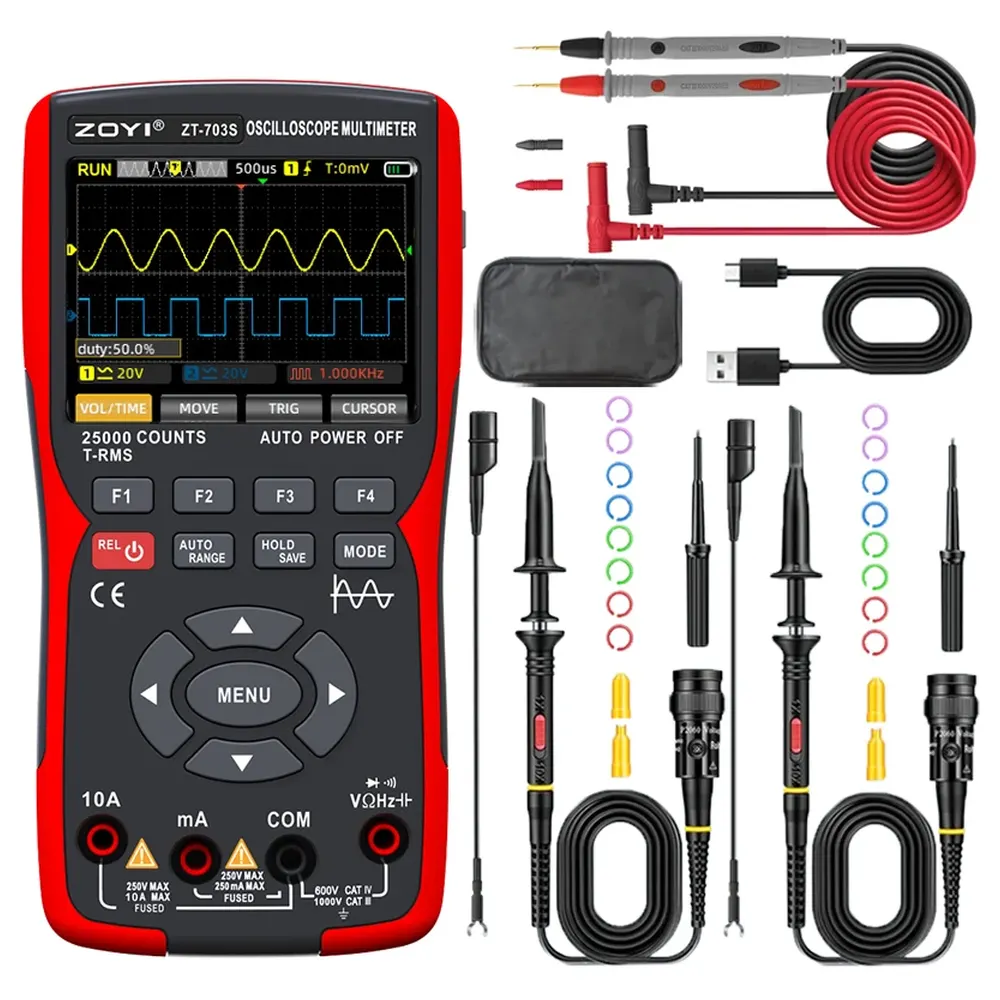 ZOYI ZT-703S Oscilloscope Multimeter | Dual Channel Signal Analyzer with 3.5" IPS Display