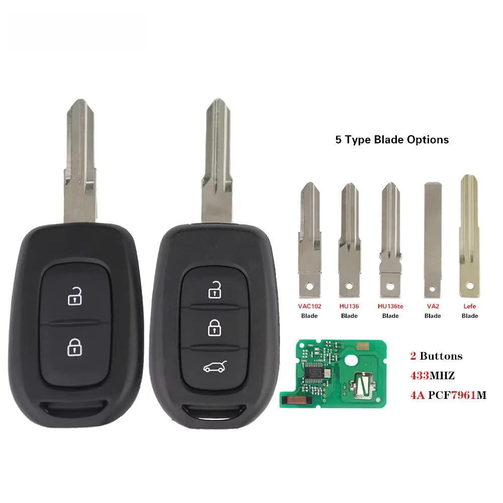 Premium 433MHz Car Key Fob for Renault/Dacia | Universal Remote Transponder